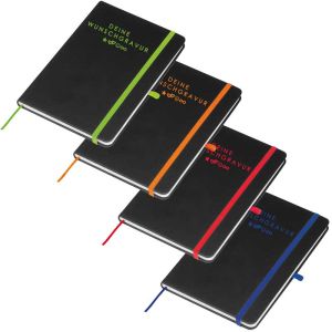 A5 Notizbuch mit farbiger Gravur | Kunstlederumschlag | 192 linierte Seiten | farbiges Lesebändchen | Personalisiert | Notizbuch liniert