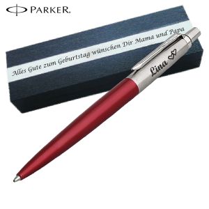 PARKER JOTTER ORIGINALS Red Kugelschreiber mit Wunschgravur Mittlere Spitze Blaue Tinte Geschenkbox mit Gravur