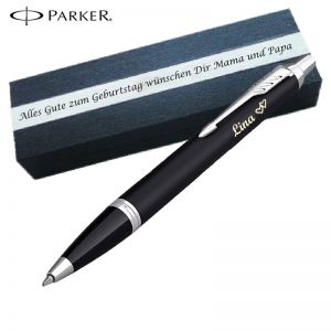 PARKER IM CORE Black Lacquer C.C. Kugelschreiber mit Wunschgravur Geschenkbox mit Gravur