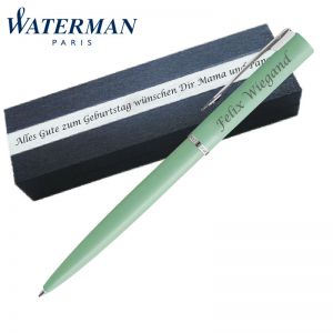 Waterman Allure Pastel Green Kugelschreiber | Wunschgravur auf Stift & Box | Messing