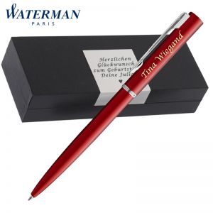 Waterman Allure Pastel Red Kugelschreiber | Wunschgravur auf Stift & Box | Messing