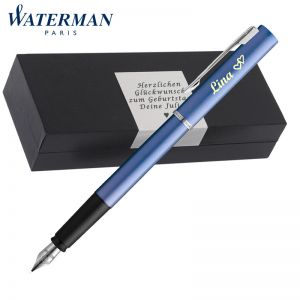 Waterman Allure Füller Blue | Edelstahl | Füllfederhalter mit Wunschgravur