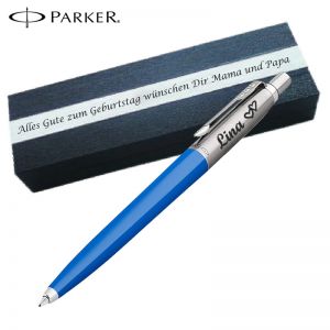 PARKER JOTTER ORIGINALS Blue Kugelschreiber mit Wunschgravur Blaue Tinte Geschenkbox