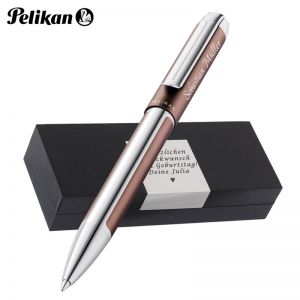 Personalisierter Pelikan Kugelschreiber Pura® K40 Mokka | Aluminium | Drehmechanik | Personalisierte Geschenkobox 