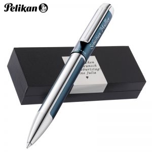 Personalisierter Pelikan Kugelschreiber Pura® K40 Petrol | Aluminium | Drehmechanik | Personalisierte Geschenkobox 