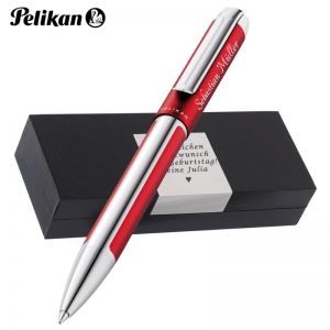 Personalisierter Pelikan Kugelschreiber Pura® K40 Bordeaux | Aluminium | Drehmechanik | Personalisierte Geschenkobox 