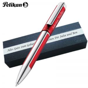 Personalisierter Pelikan Kugelschreiber Pura® K40 Bordeaux | Aluminium | Drehmechanik | Personalisierte Geschenkobox 