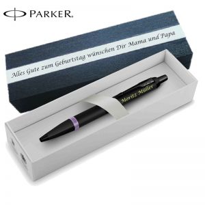 Parker IM Vibrant Rings Amethyst Purple Kugelschreiber Laser-Gravur | Personaliserter Kugelschreiber mit Wunschgravur