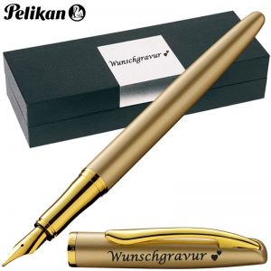 Pelikan Füllhalter Jazz® Noble Elegance mit Gravur als Geschenk | Emojis Gravur möglich | Farbe Gold | personalisiert mit Wunschgravur 