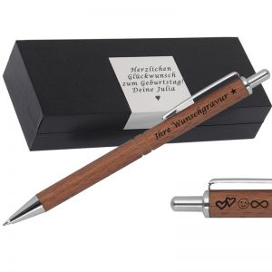 Kugelschreiber mit Gravur aus Holz | blau schreibend | Kugelschreiber personalisiert | 