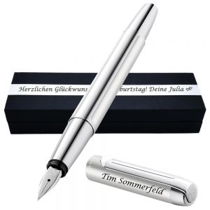 Pelikan Kugelschreiber Pura® K40 Silber mit Gravur | inkl. Geschenkbox personalisiert | Aluminium | Farbe silber