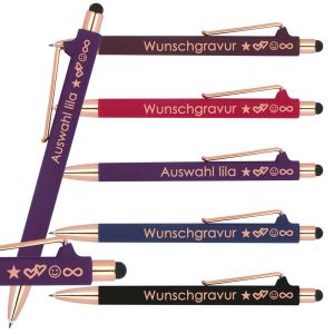 Kugelschreiber mit Gravur | blau schreibend | Touchfunktion | personalisierte Kullis | Werbegeschenk mit Gravur | Gravierter Kugelschreiber mit Name