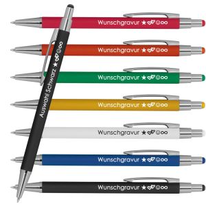Kugelschreiber mit Gravur | blau schreibend | Touchfunktion | personalisierte Kullis | Werbegeschenk mit Gravur | Gravierter Kugelschreiber mit Name