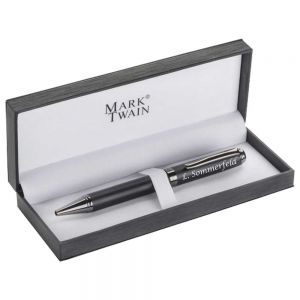 Mark Twain Kugelschreiber mit Gravur aus Metall inklusive Geschenkbox